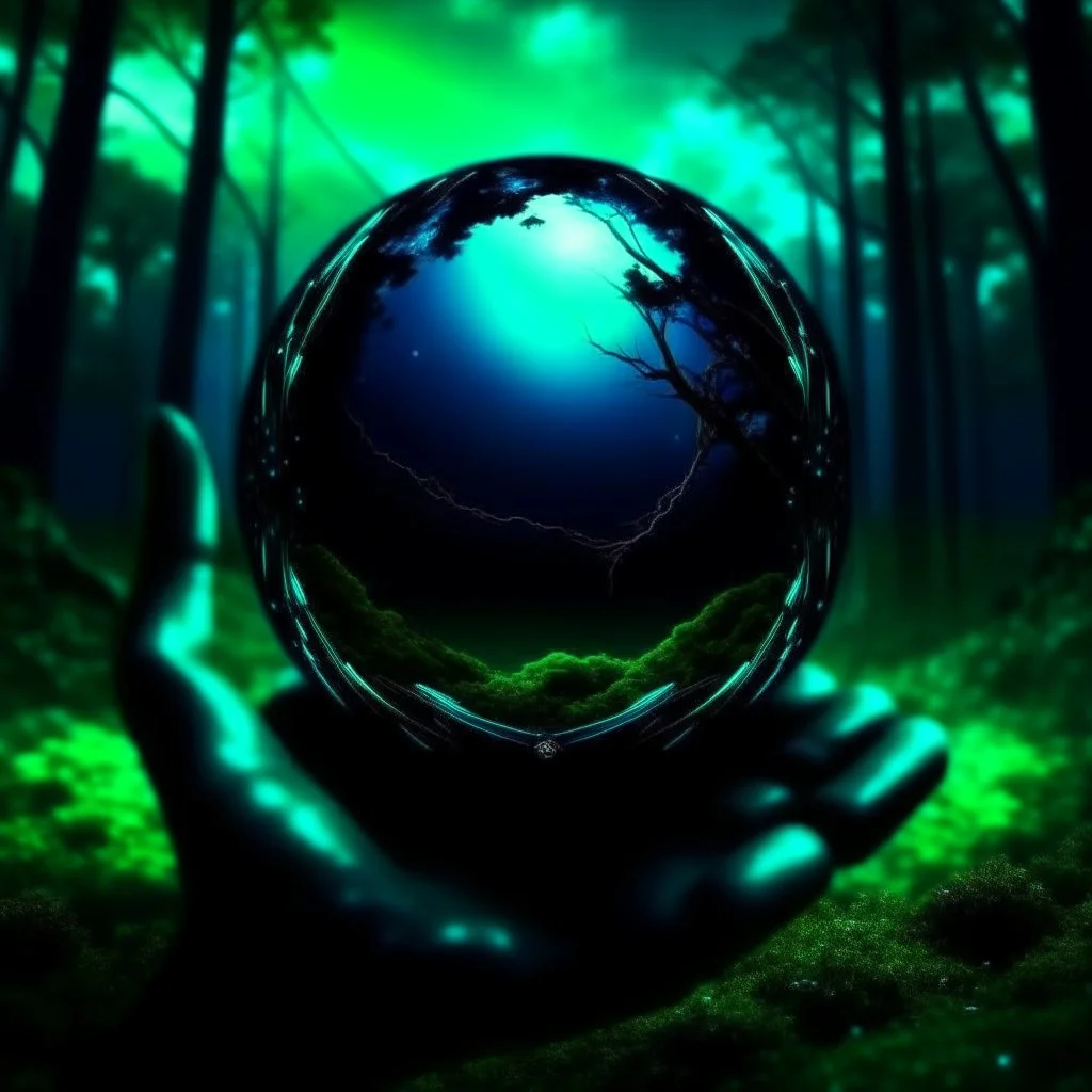 promise the world, dark green and blue colors, fantasy atmosphere, photo quality