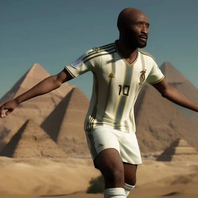 Imagine the Egyptian soccer player Shikabala as a child , full body, Pandora background