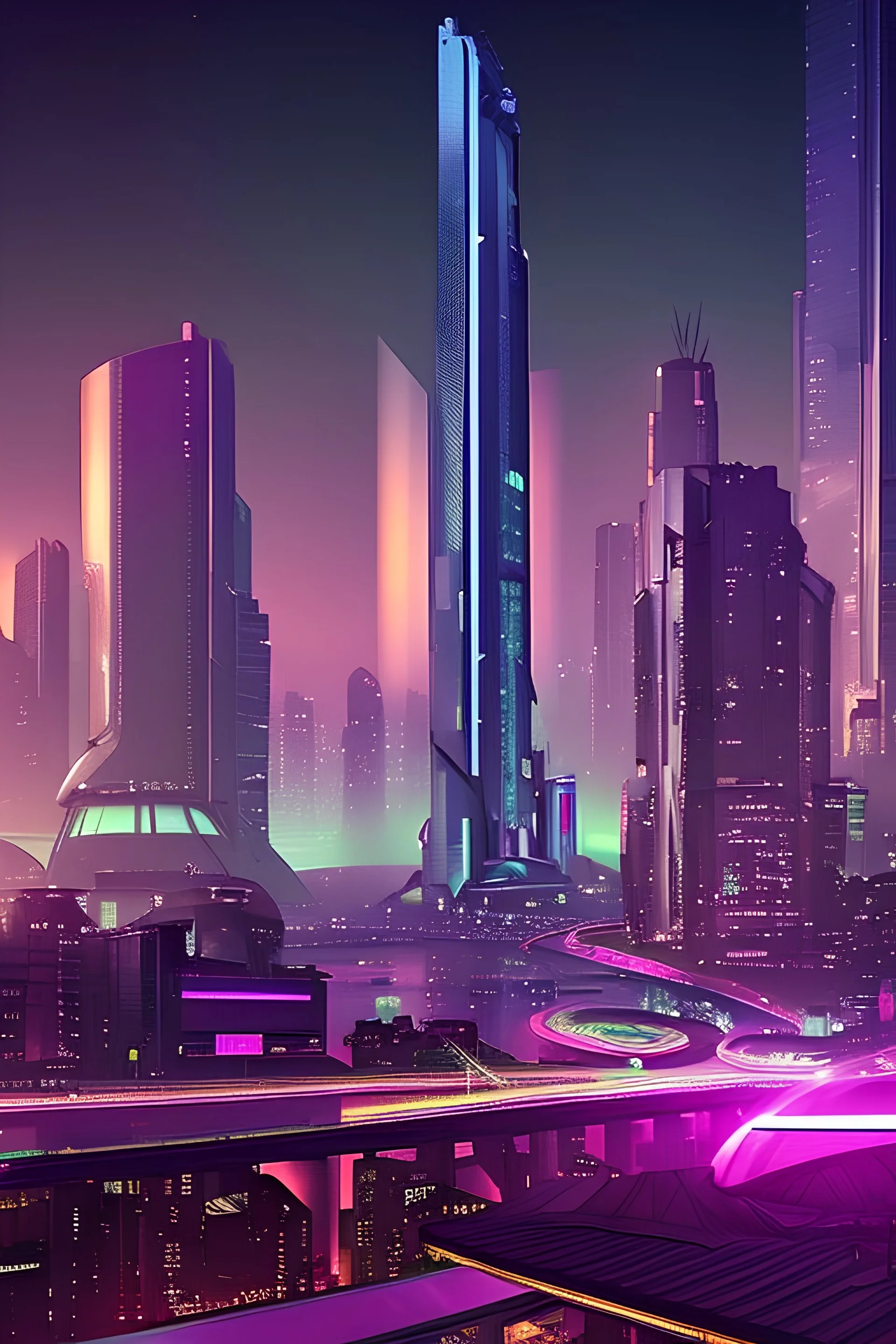 Create an image of a futuristic metropolis at night, with towering skyscrapers, bustling streets, and advanced technology. The city should be set against a backdrop of a dark sky, illuminated by bright neon lights and holographic advertisements. The overall feeling of the image should be one of excitement and energy, with a sense of the vibrant nightlife and bustling city life.