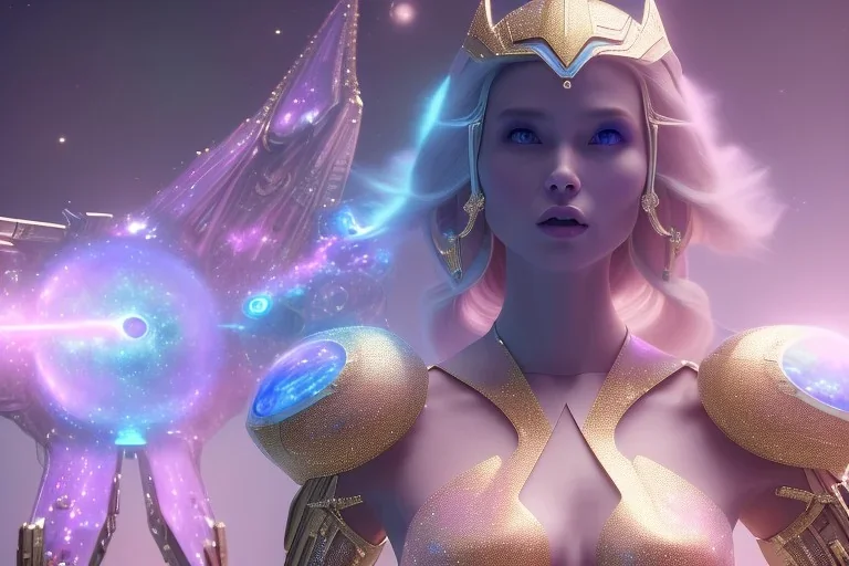  beautiful cosmic woman, nice smiling, magic glamour make up, delicate colors, beautiful glamour galactique dress, ultra sharp focus, 8k, unreal engine 5, extremely sharp detail, light effect, soft light atmosphere of a spaceship, smooth, full of details, face in front, complete vision of face and hair and body