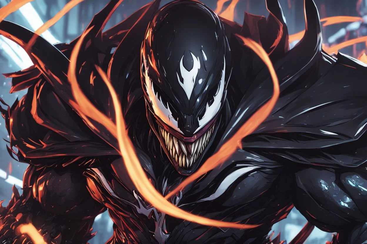 Venom Shredder in 8k solo leveling shadow artstyle, machine them, close picture, rain, neon lights, intricate details, highly detailed, high details, detailed portrait, masterpiece,ultra detailed, ultra quality