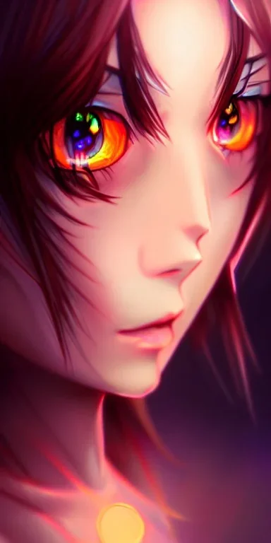 Anime girl, tyndall effect, highly detailed, digital painting, fantasy painting, deviantart artstation, cinematic lighting, charming eyes 3D 16k Full UHD