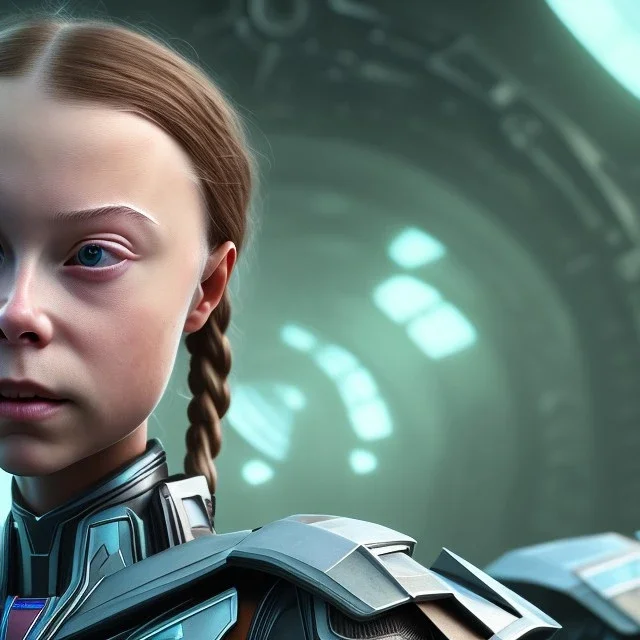  Greta Thunberg portrait octane render, Necrons