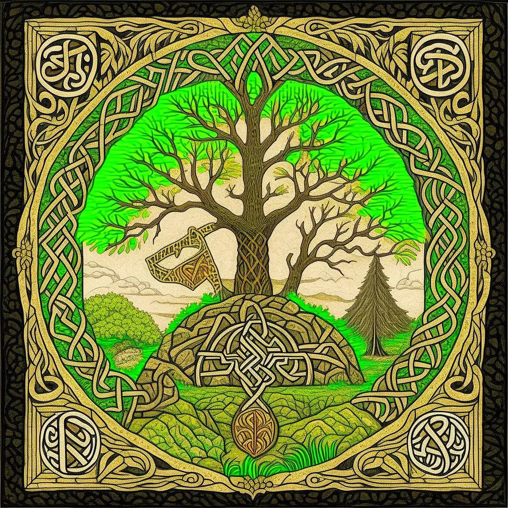 European pagan rune art with nature