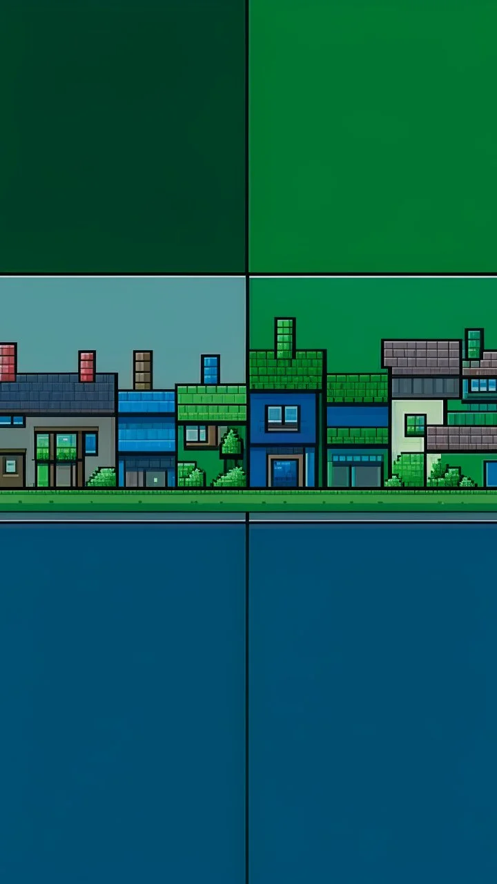 Make a simple town using the colour palette. make sure to use a pixel art style