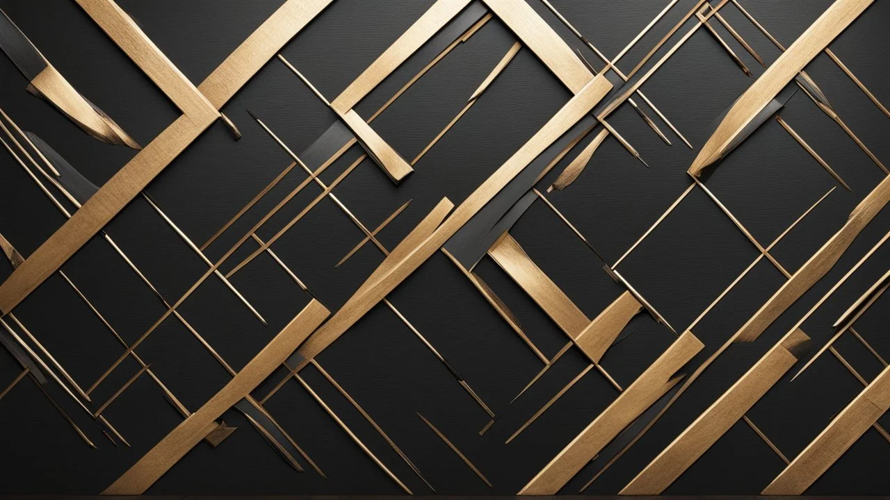 Hyper Realistic Rustic-Golden-Diagonal-Intersecting-Lines on rustic-jet-black wall