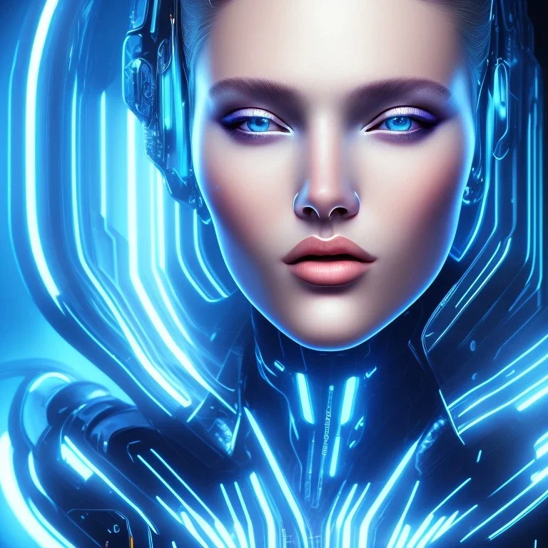 cyberblue, head, woman, portrai, tron