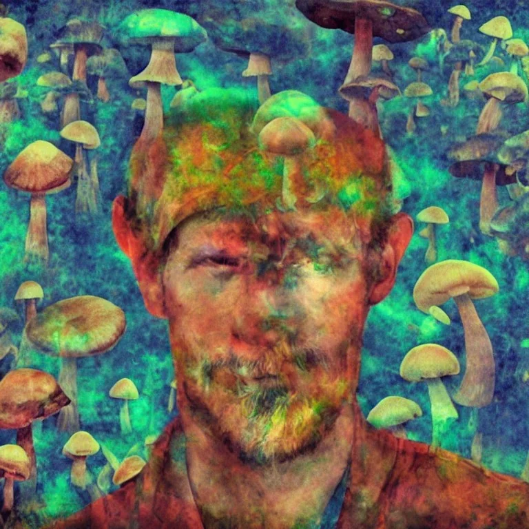 portrait homme champignons hallucinations