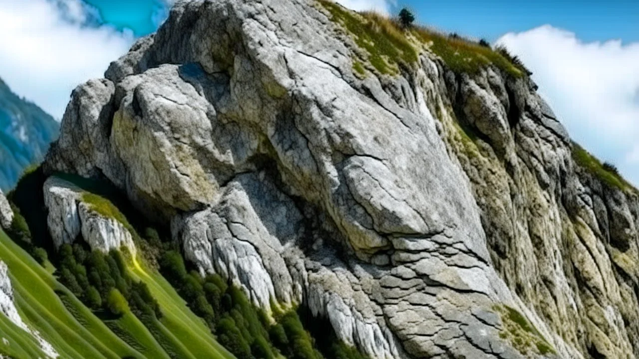 flat face of rock at the foot of the mountain