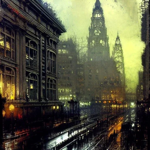 NeoFascist Neoclassical architecture by Jeremy mann, John atkinson Grimshaw,