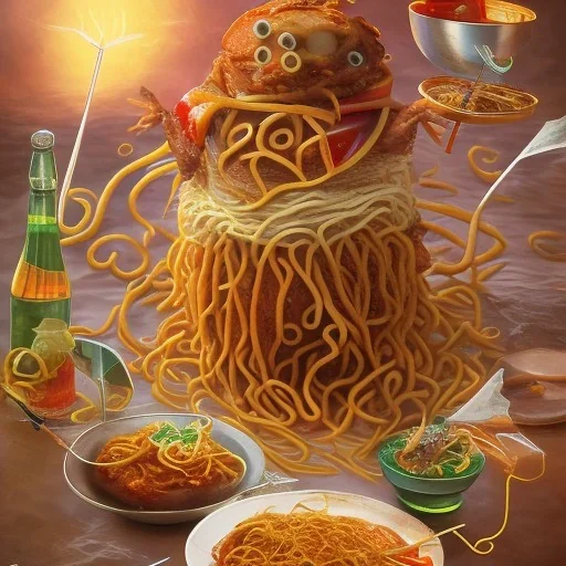 Das Fliegende Spaghettimonster isst einen dönner kebab auf - evolution der spaghettianer