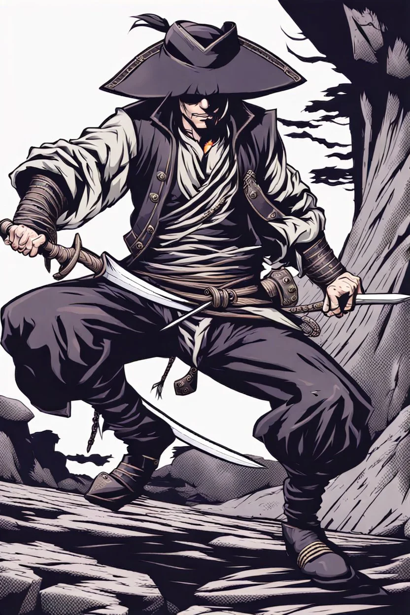 Ninja pirate in attractive clothes