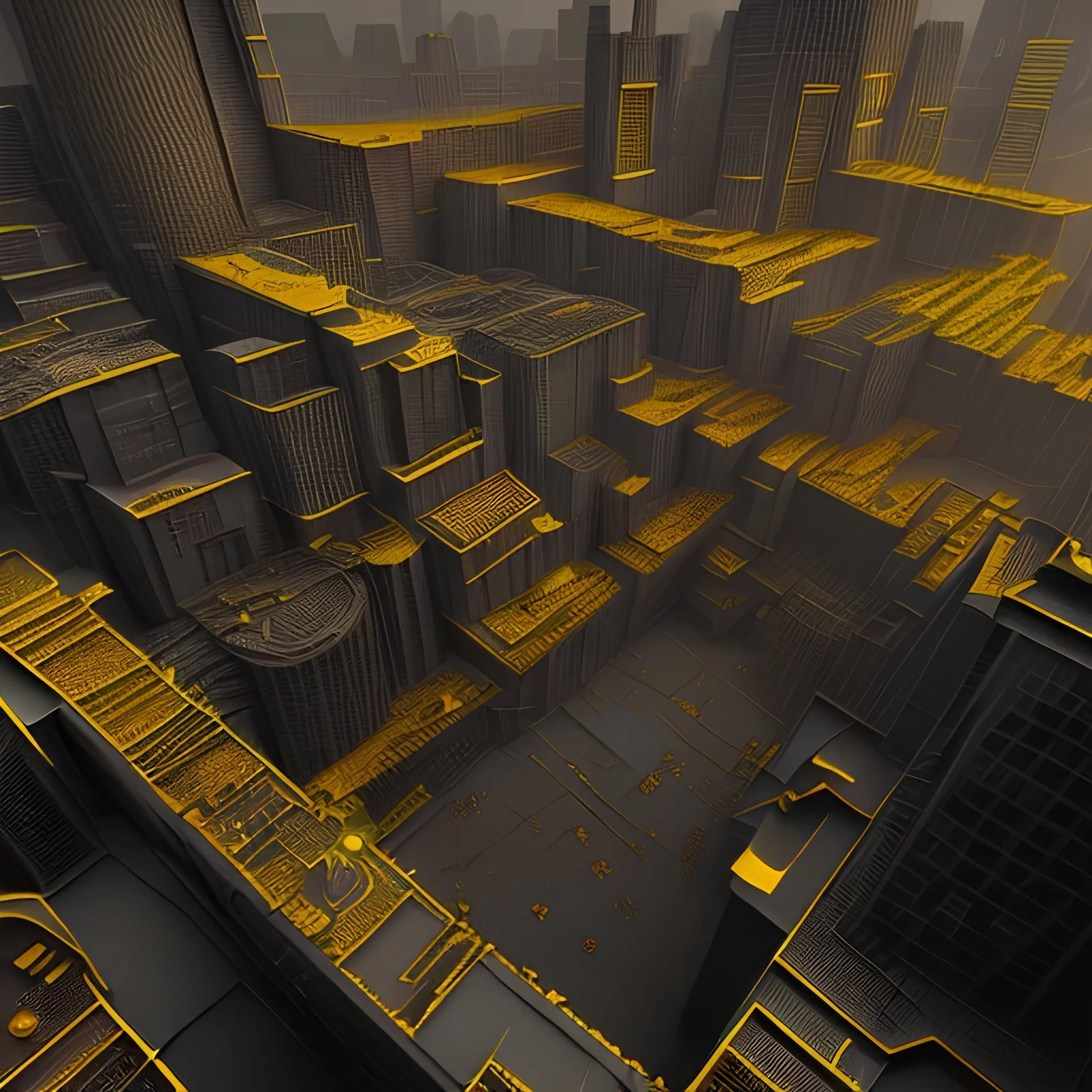 punk city, yellow-black color scheme, 8k resolution, dynamic lighting, reflective surfaces