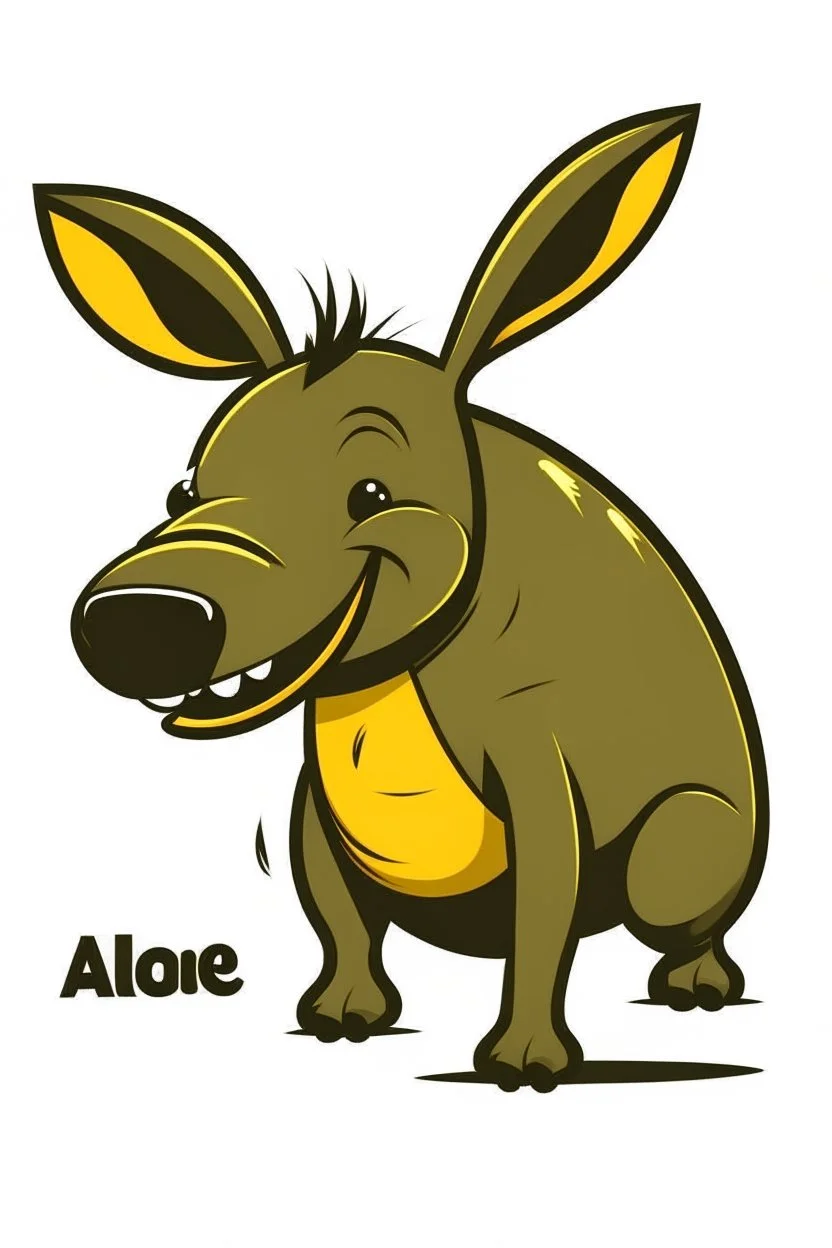 Aardvark with a mischievous grin, Style: Cartoon Minimalist, Mood: Playful, Lighting: Flat with bold shadows, T-shirt design graphic, vector, contour, white background. THE IMAGE FEATURE B ZOO AND WORDS\"life is better with a Aardvark\"IN WHIT LETTERS.THE BACK