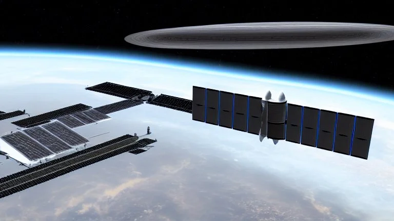 starship docking at a large future space station