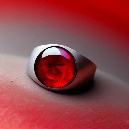 a red stone ring on a pedal, Macro lens, highly detailed