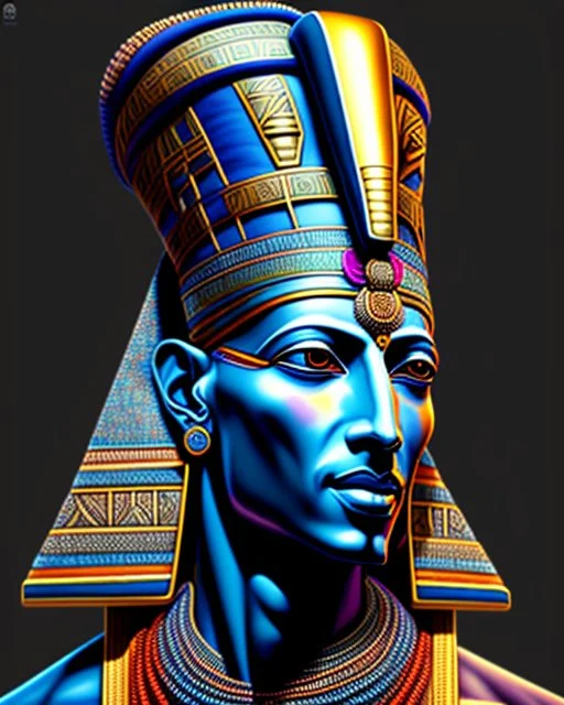 Illustrative sketch of Pharaoh Akhenaten, front view, ultra quality, hyper detailed, maximalist, 8k