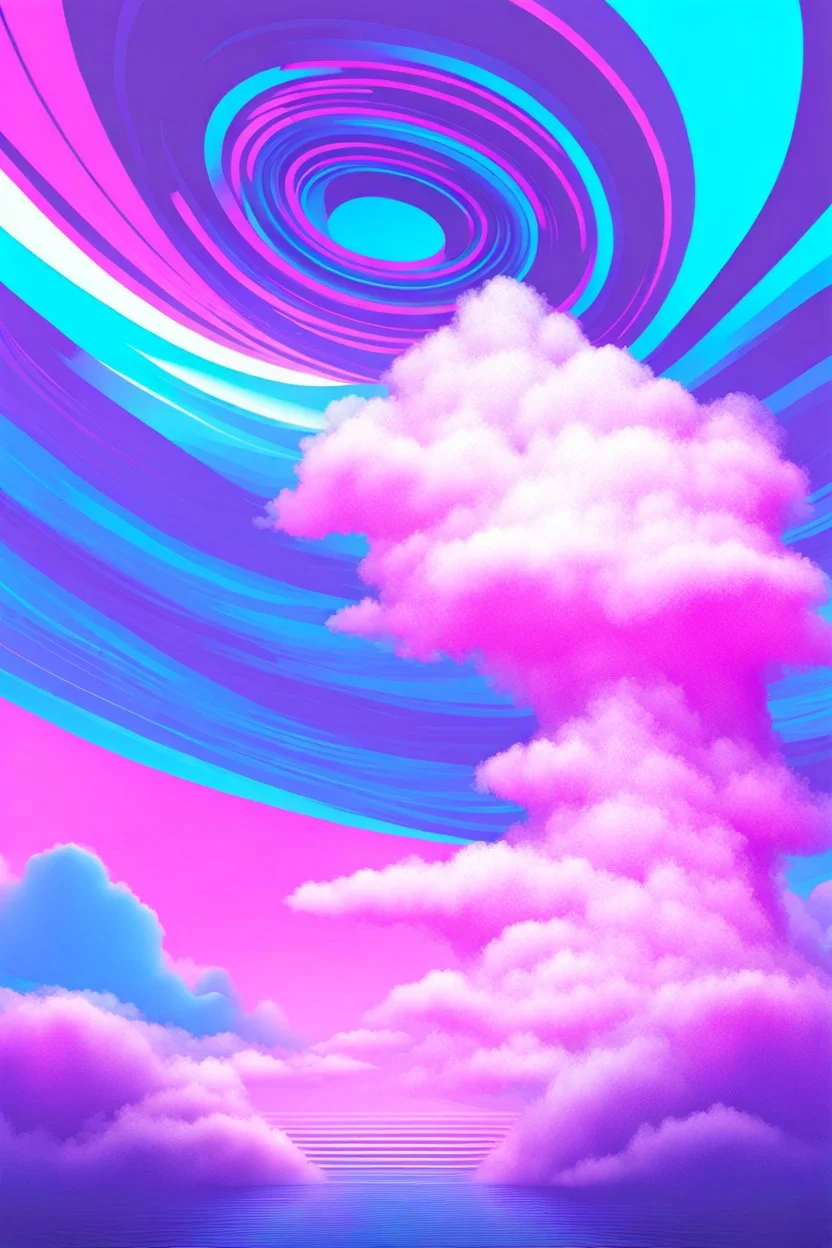 vaporwave swirling cloud vortex