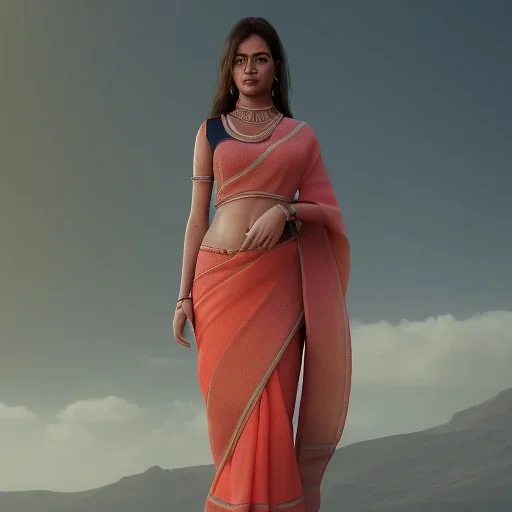 full body photo of a girl in saree i,hyperrealistic,detailed,8k,cinematic