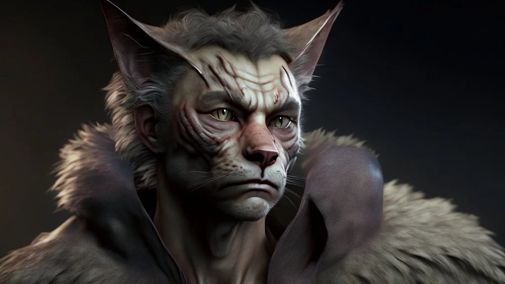 cat man, fine rendering, high detail, 8K, man