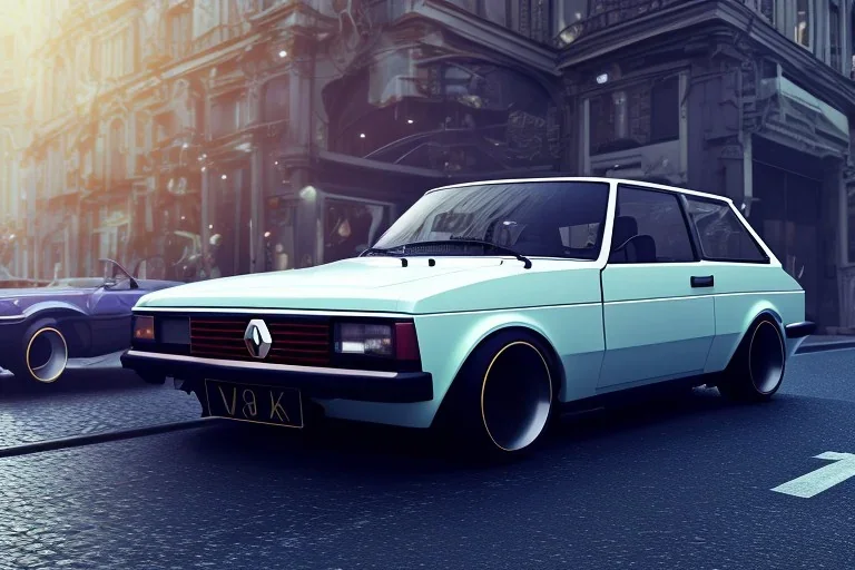 a renault 12 car version , 4k ,ultra realistic,concept 4k ,on street, parked