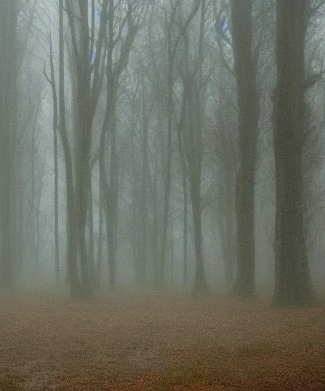 christmas tree in a misty swamp