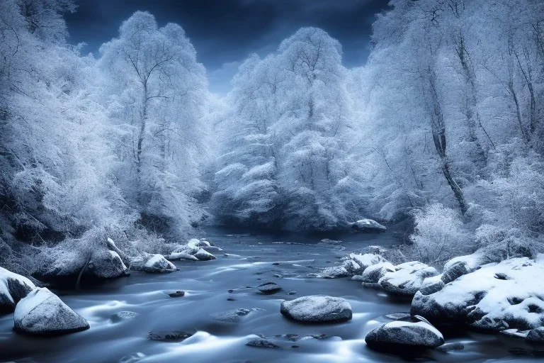 RIVER ROCK FOREST WINTER