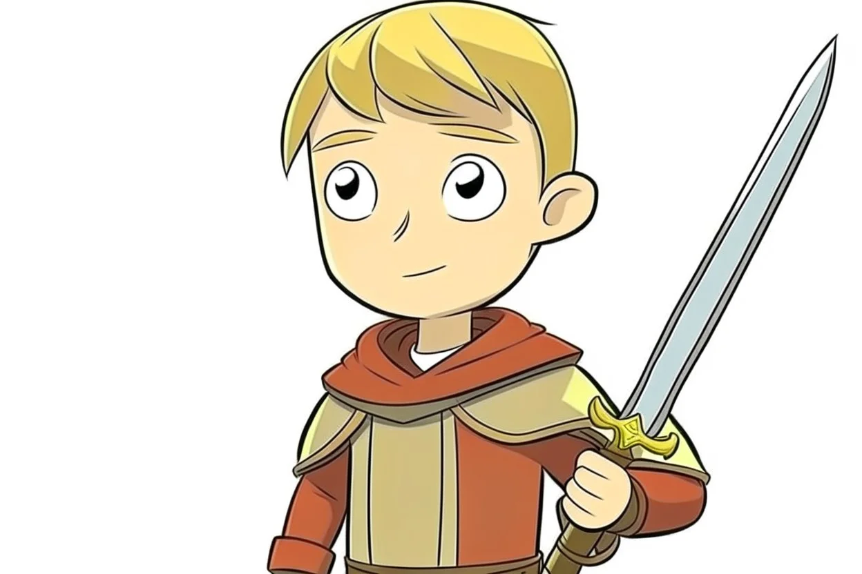 cartoon Arthur holding the sword