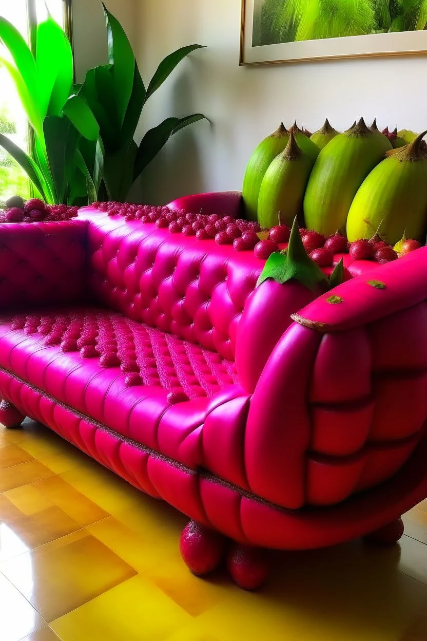 a couch made out of dragonfruit