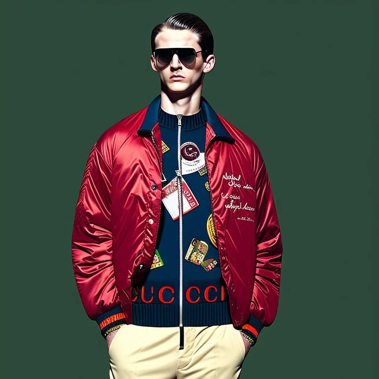 Gucci ,uomo con occhiali da sole, giacca