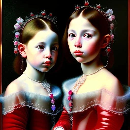 portrait of two girls Diego Velazquez style