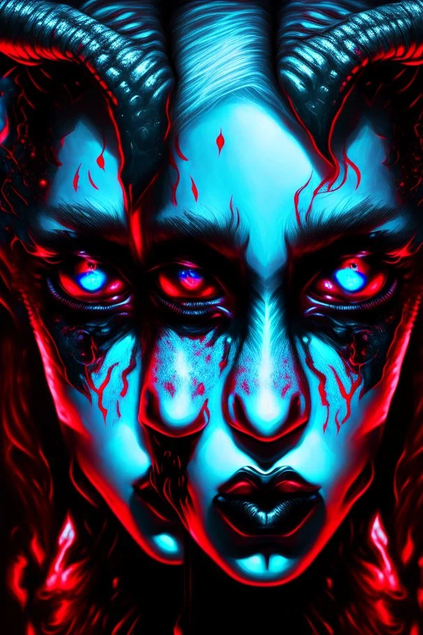 Comic book art style two headed lamb with red eyes, digital portrait, dark fantasy, black iridescent skin, holographic, shiny, PVC texture, wet look, anime, gothic