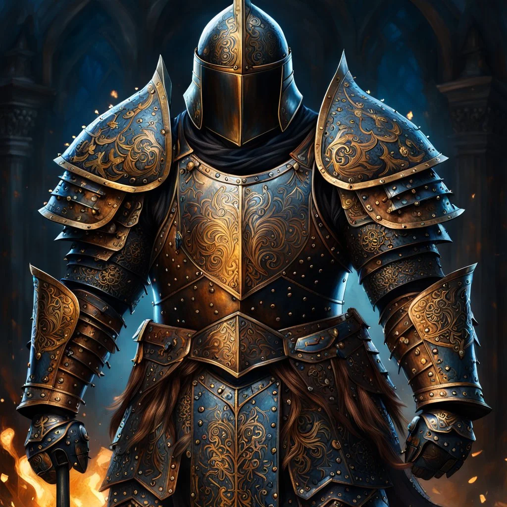 Closeup of an old, dark, detailed and heavy armour set that gives its owner incredible power. Heavy, Dark, Old. On armor stand. No detailed background.Magical. Epic. Dramatic, highly detailed, digital painting, masterpiece