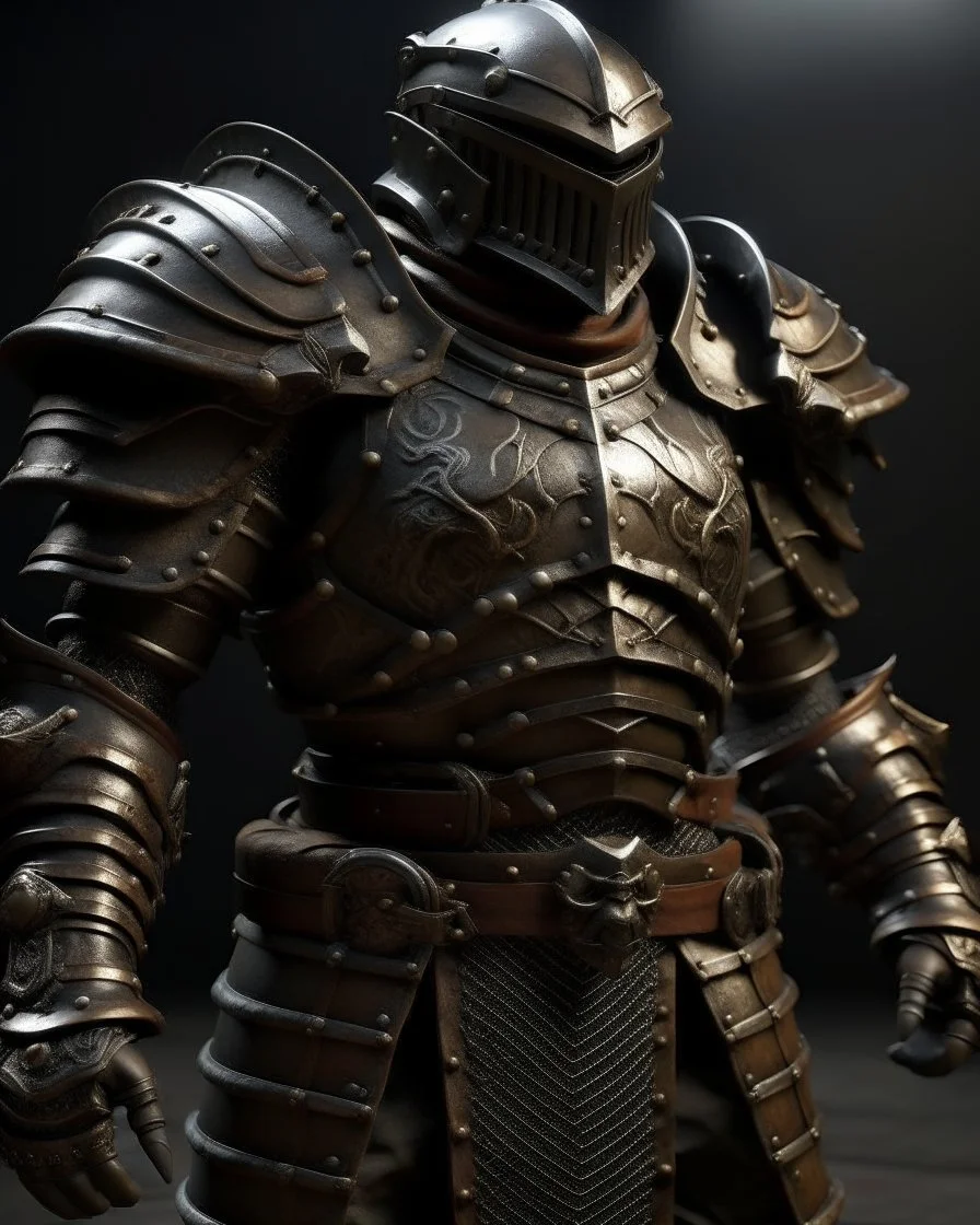 Steel and leather armor on a strong commander