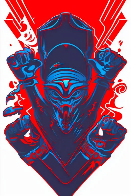 single hand in devil rock position, sticker logo vector art on white background, 4k