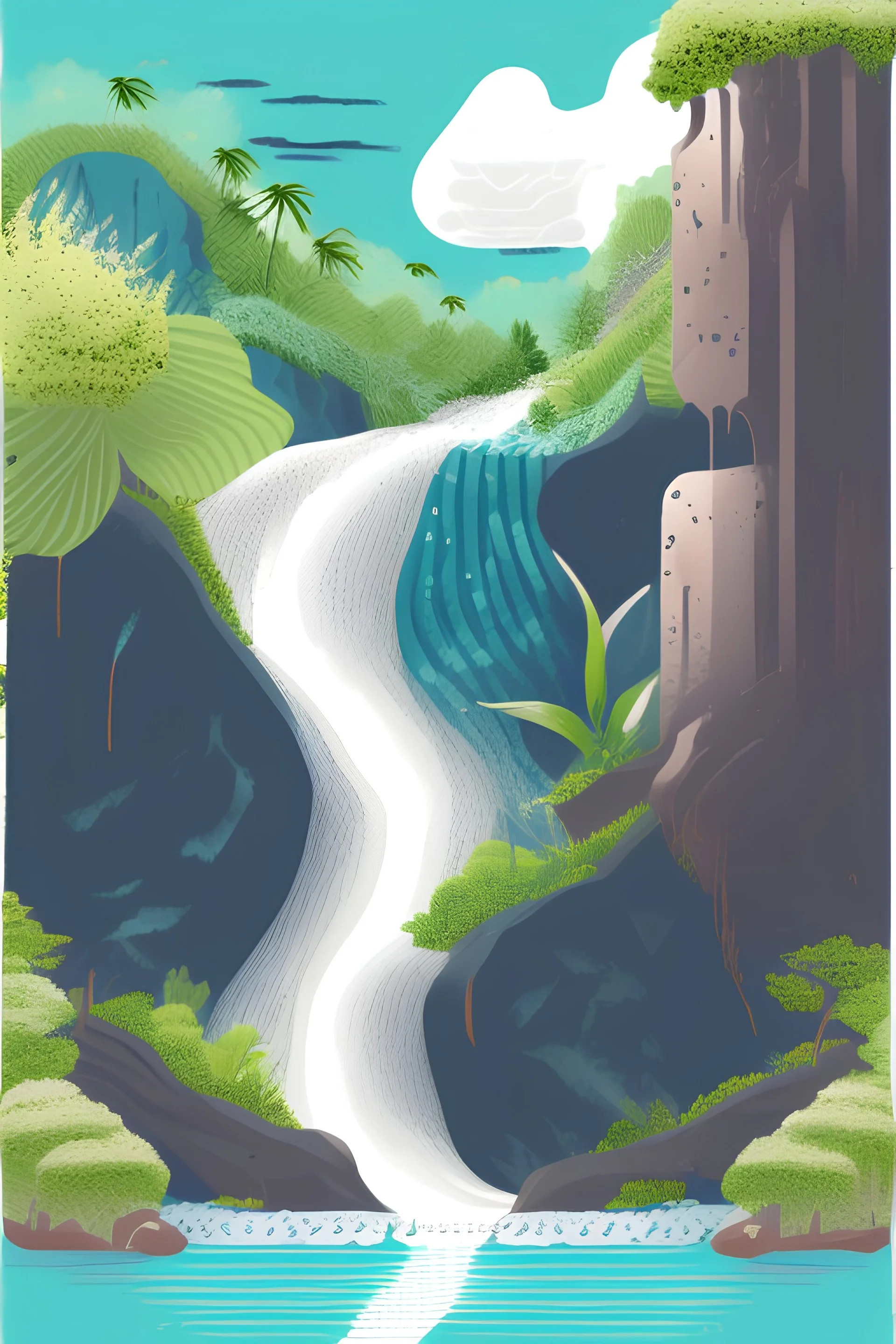 waterfall illustration