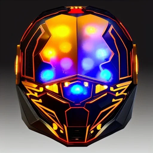 cyber bee, sci-fi, rounded face, blood, black, gold, brown, samurai helmet, decorative color feathers, retro, simetric, circuits, neon style, a lot of led lights, fog, rain, leather, vibrant color, highly detailed, art stations, concept art, smooth, unreal engine 5, god rays, ray tracing, RTX, lumen lighting, ultra detail, volumetric lighting, 3d, finely drawn, high definition, high resolution.