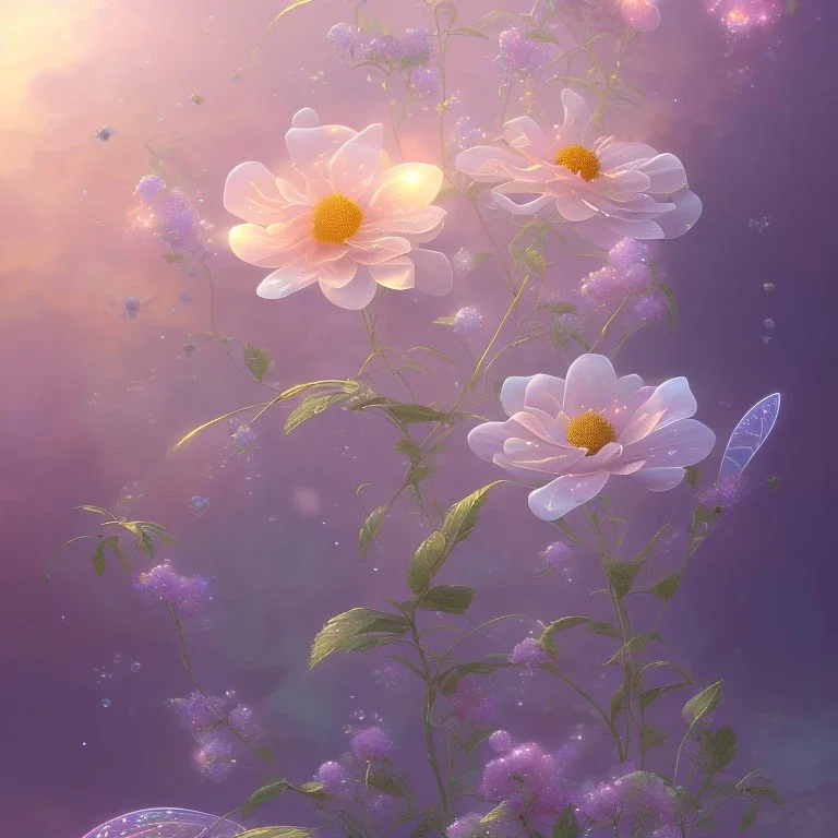 subtle transparent fairy flower in a galactic ambiance, delicate colors, in the foreground, full of details, smooth，soft light atmosphere, light effect，vaporwave colorful, concept art, smooth, extremely sharp detail, finely tuned detail, ultra high definition, 8 k, unreal engine 5, ultra sharp focus