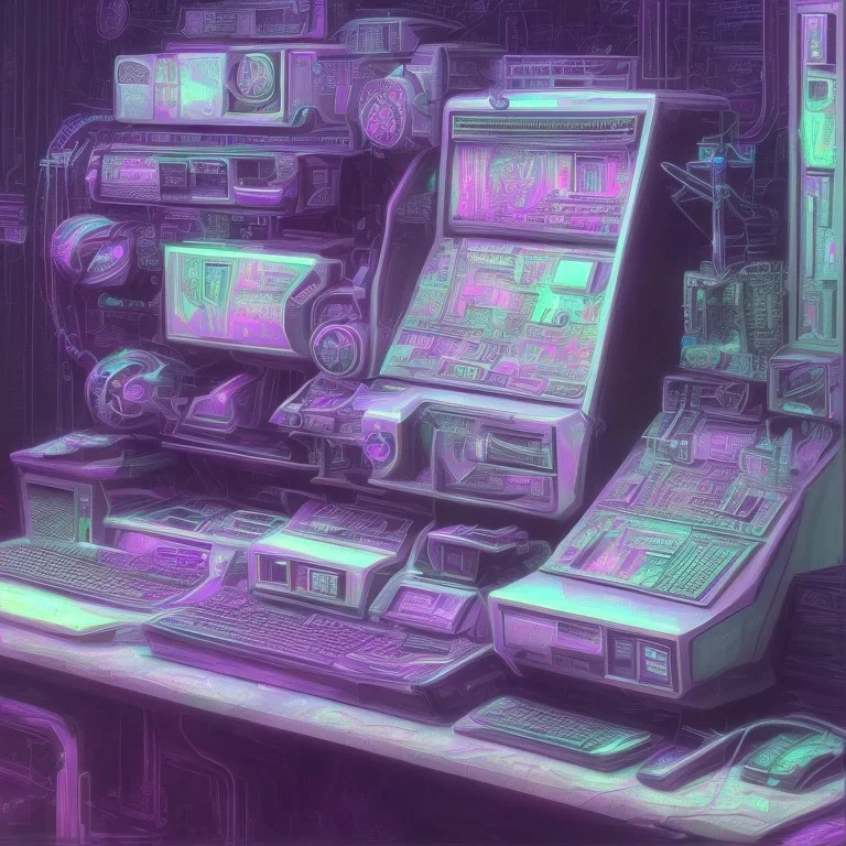 1980's aesthetic vaporwave computer realistic