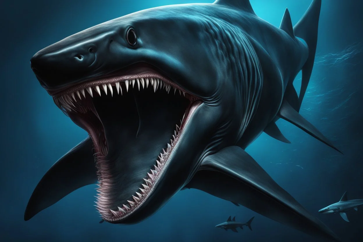 Huge Black shark in 8k venom drawing, symbiote effects, blue lights, sea, intricate details, highly detailed, high details, detailed portrait, masterpiece,ultra detailed, ultra quality