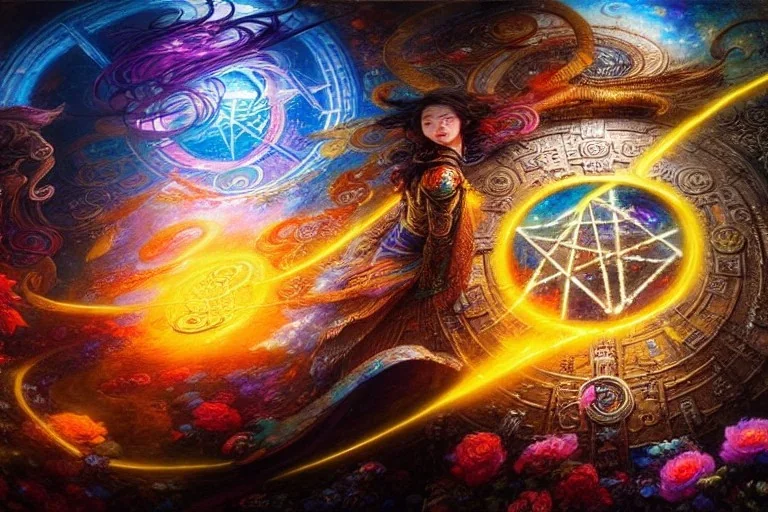 A hyperdetailed 16k resolution portal sealed by magical runes. by Huang Guangjian, Josephine Wall, Scott Naismith, epic. Fantasy, crisp, cinematic, meticulously composed