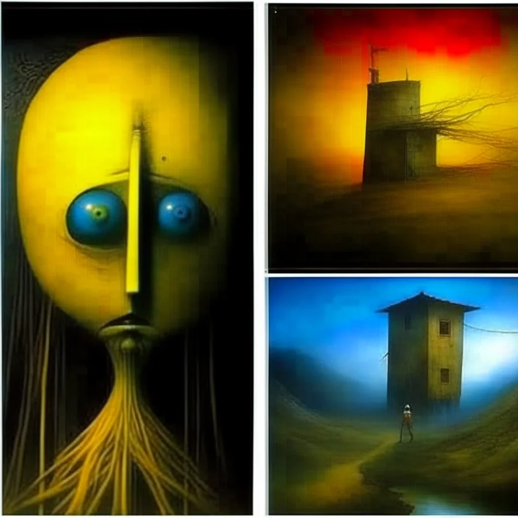 Style by Pawel Kuczynski and Joan Miro and Stephen Gammell, abstract surreal art, a great trick played beyond the void, gestalt metaphysical connections, lunatic shine textures,