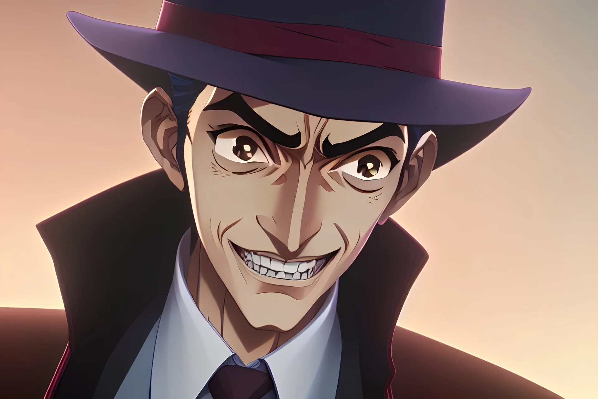 anime style, lupin III, smiling, high quality, detailed.