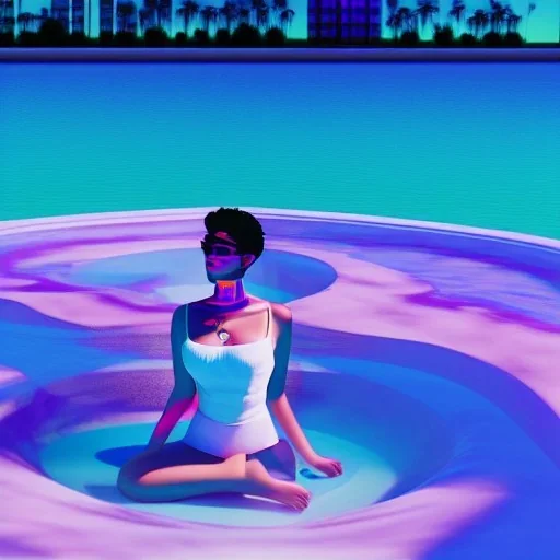 Vaporwave pool person