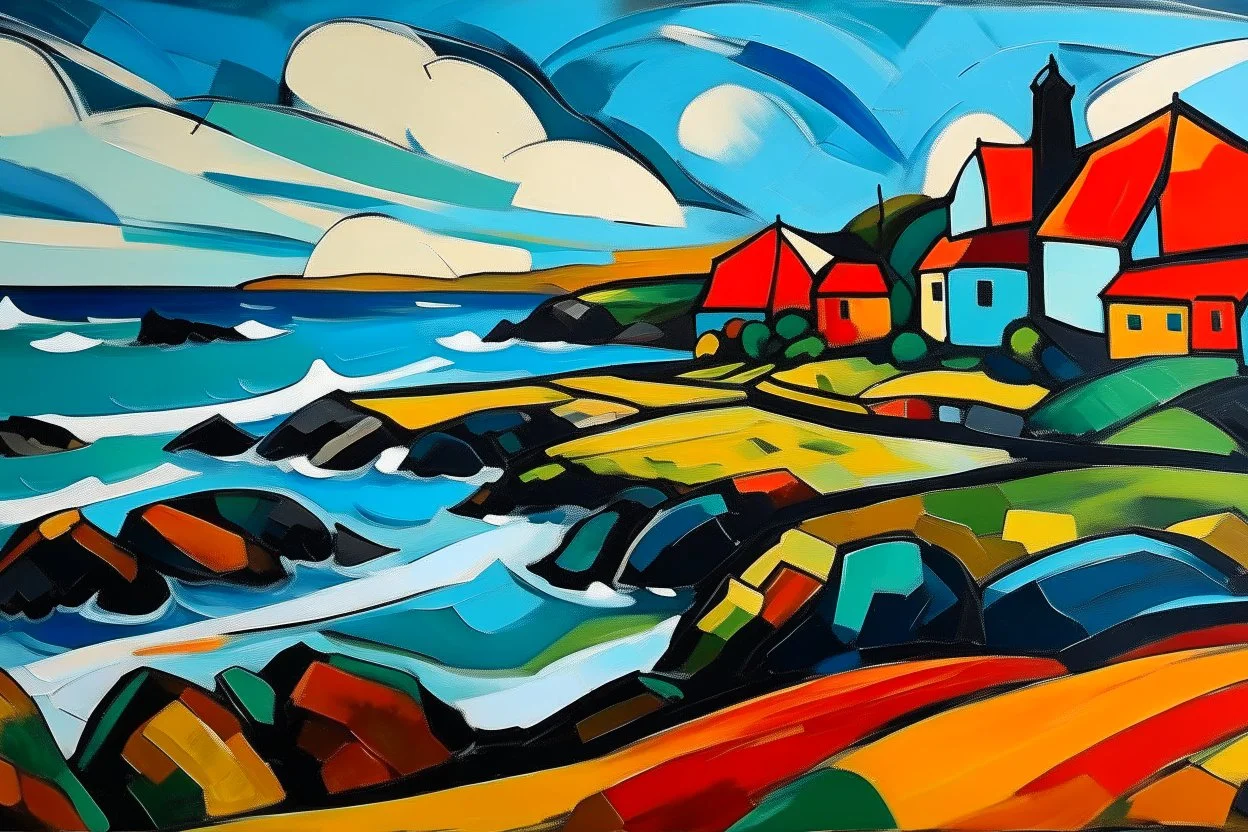 abstract landscape of iona in the style of the Scottish colourists