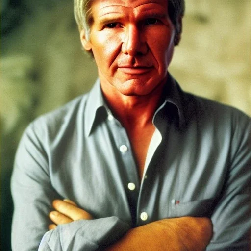 Hyperrealistic, 8k centered photographic portrait of [[Harrison Ford]], leica, 35 mm, technicolor, vivid colors, bokeh, telephoto, 24 mm, close up portrait photo by Annie Leibovitz, film, studio lighting, detailed skin, ultra realistic, bokeh, sharp features