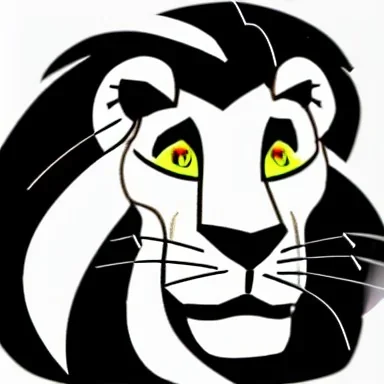 Lion King Animation OC male lion black mane triangular face hooked black nose tip