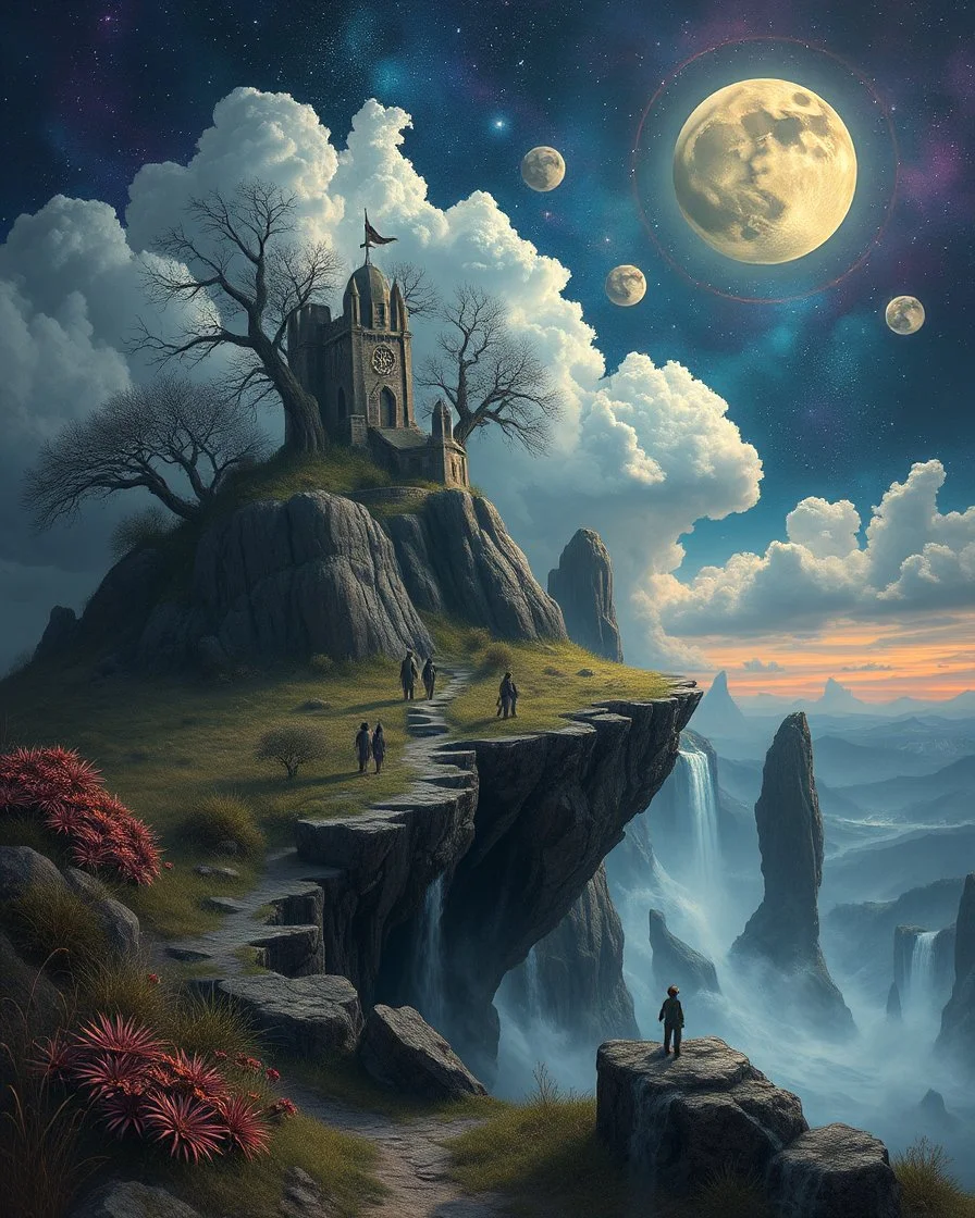 Create an image in which the Surrealism invites the viewer into dreamlike landscapes where reality and fantasy merge. This art style challenge the boundary between the conscious and the unconscious mind!