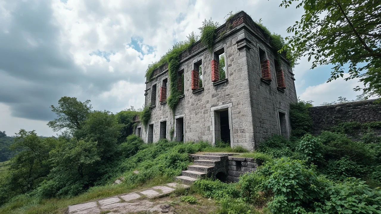Echoes of the past: Nature reclaims this abandoned fortress.