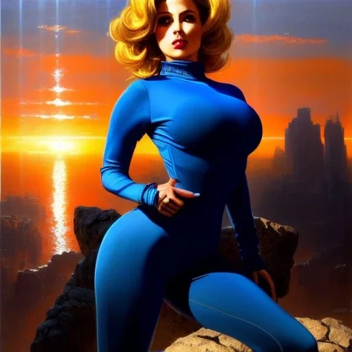 Drawing of beautiful face,'beautiful,Busty fit Sexy Vault Woman- Fallout 4 ',intense stare, ancient blue skintight suit, balanciaga fashion clothe painting by gaston bussiere, greg rutkowski, yoji shinkawa, yoshitaka amano, tsutomu nihei, donato giancola, tim hildebrandt,KyuYong Eom,Ren Wei Pan Oil on canvas, cinematic composition, extreme detail,fit full head inside picture,16k